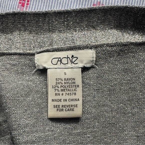 Cache Silver Mettalic Sweater Jacket S - Picture 8 of 9